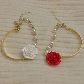 Rose Faux Pearl Alloy Bracelet