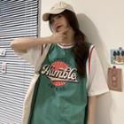 Panel Sleeve Lettering Short-sleeve T-shirt