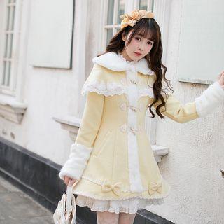 Lace Trim A-line Toggle Coat