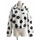 Floral Print Fluffy Hoodie