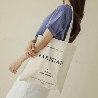 Letter-printed Canvas Shopper Bag Cream - One Size