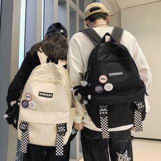 Checker Print Strap Backpack