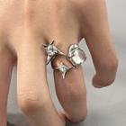 Sterling Silver Cz Star Ring J2934 - Silver - One Size