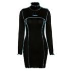 Long Sleeve High Neck Lettering Bodycon Dress