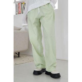 Pastel Drawstring Textured Pants