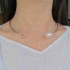 Alloy Faux Pearl Open Choker White & Gold - One Size