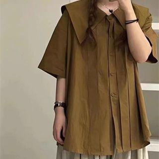Short Sleeve Collar Oversized Shirt