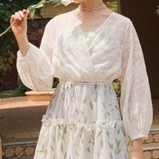 Tie-front Light Chiffon Jacket White - One Size