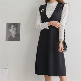 V-neck Sleeveless Midi Flare Dress