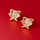 Tiger Faux Cat Eye Stone Sterling Silver Earring