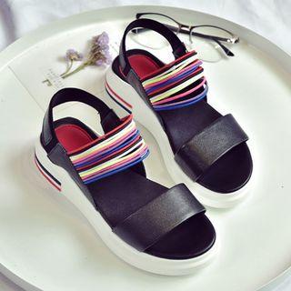 Color Striped Platform Sandals