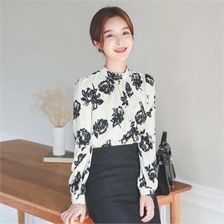 Floral Print Shirred Front Top