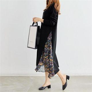 Slit-side Boxy Long Knit Dress