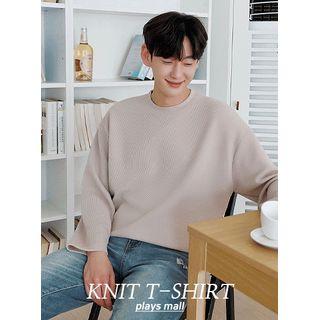 Round-neck Ribbed Knit T-shirt