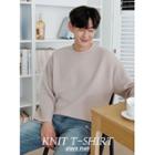 Round-neck Ribbed Knit T-shirt