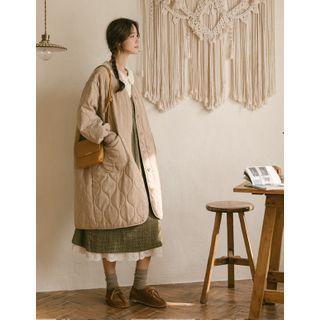 V-neck Quilted Long Jacket