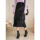Tall Size Crinkled Long Layered Skirt