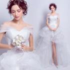 Cap-sleeve High Low Wedding Dress