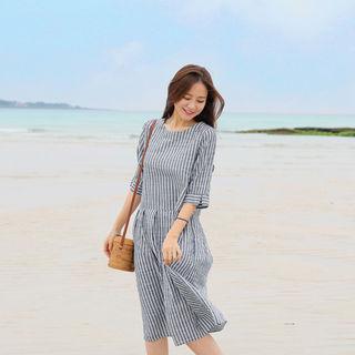 Round-neck Striped Cotton Dress