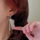 Cross Fringed Drop Earring 1 Pair - Cross & Titanium Steel Earrings - Silver - One Size