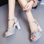 Glitter Platform Chunky Heel Sandals