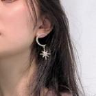 Rhinestone Moon Star Earring Silver Needle - As Shown In Figure - One Size
