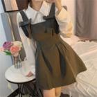 Bow Mini A-line Overall Dress / Plain Shirt