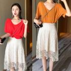 Lace Skirt / Short Sleeve Plain Tee