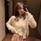 Perforated Cardigan / Top / Floral Midi Skirt