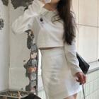 Set: Long-sleeve Polo T-shirt + Mini Fitted Skirt