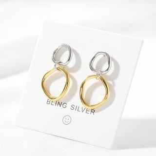Irregular 925 Sterling Silver Hoop Dangle Earring 1 Pair - Earrings - One Size
