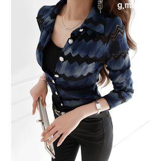Zigzag-pattern Slim-fit Blouse