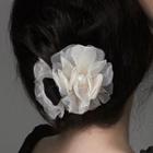 Flower Mesh Faux Pearl Hair Clamp 2126a# - White - One Size