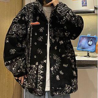 Paisley Print Fleece Zip-up Jacket