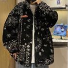 Paisley Print Fleece Zip-up Jacket