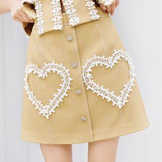 Lace Heart Mini A-line Skirt