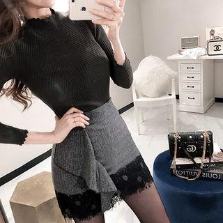 Melange Rib-knit Top