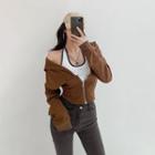 Plain Hooded Cropped Hoodie With Tank Top