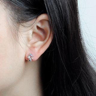 Moonstone Cat Earrings Cat Earrings - Silver