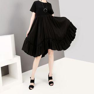 Panel Ruffle T Shirt Dress