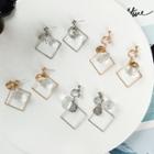 Irregular Metal Disc Square Dangle Earring