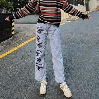 Eye Print Loose Fit Jeans