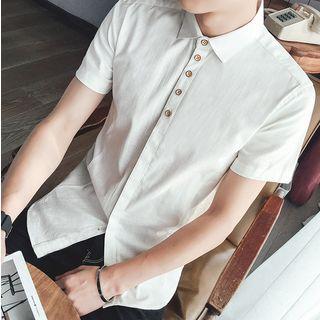 Short-sleeve Linen Cotton Shirt