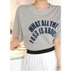 Plus Size - Short-sleeve Printed Cotton T-shirt