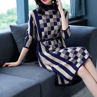 Checker & Striped Knit Dress
