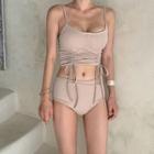 Set: Spaghetti Strap Swim Top + High-waist Bottom