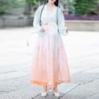 Traditional Chinese Spaghetti Strap Top / Long-sleeve Top / Maxi Skirt
