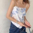 Tie-dyed Bow-back Camisole Top Blue & White - One Size