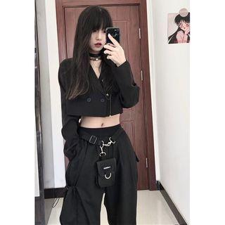 Plain Cropped Blazer / Pants / Belt Bag