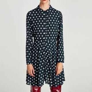 Long Sleeve Dotted Sheath Dress